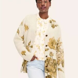 Woolrich Cream and Brown Floral Cardigan
